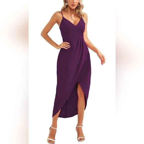 CMZ2005 midi cocktail Purple women's dress Size Xlarge - Picture 2 of 10